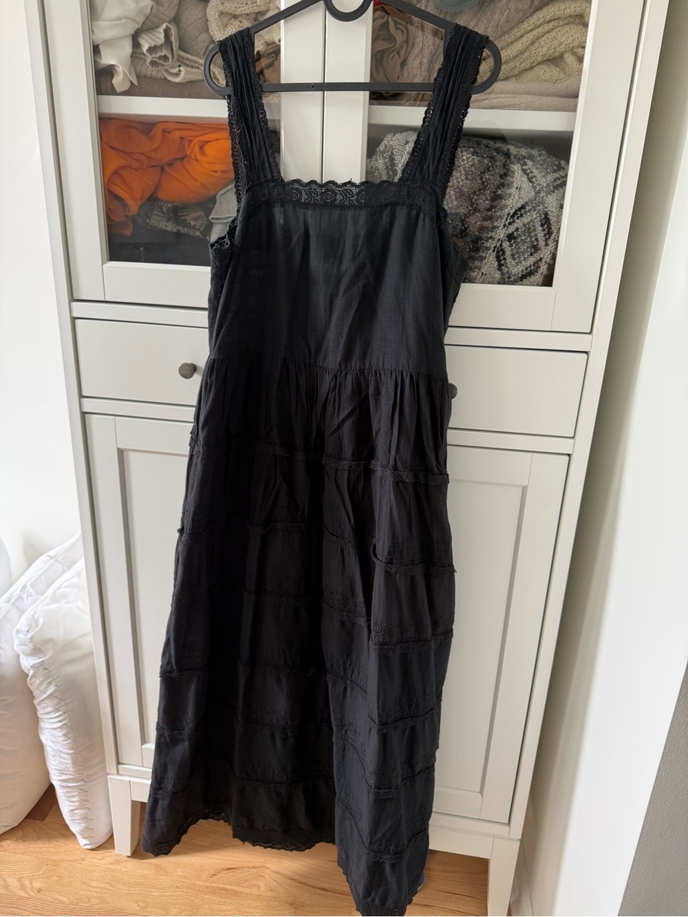 The GREAT black and white (2) Lace-Trim Sleeveless Midi Dress